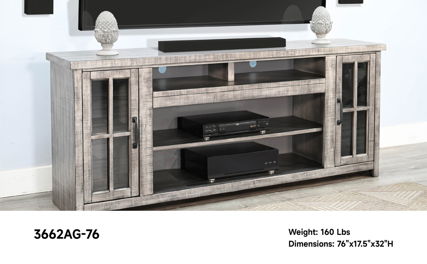 3662AG-76 Media Cabinet w/ 42" Fireplace Option TV Console/TV Stand Multi Color(76-Inch，optional Electric Fireplace,3658c&3658w-fpi)