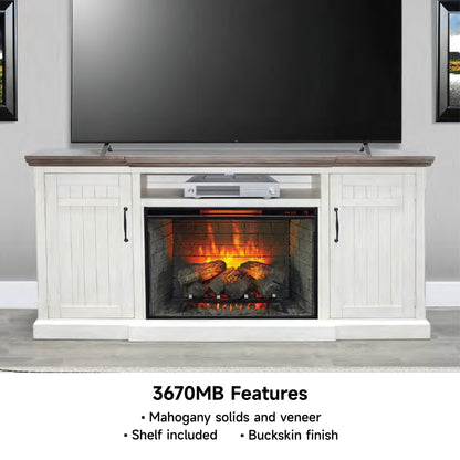 3670MB TV Stand /TV console w/33" Fireplace Option White(78-Inch, optional 33''Fireplace, 3666-FPI)