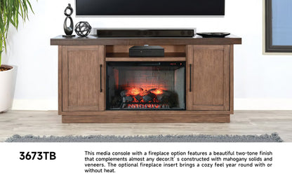 3673TB TV Stand /TV console w/33" Fireplace Option Brown (78-Inch, optional 33''Fireplace, 3648&3666-FPI)