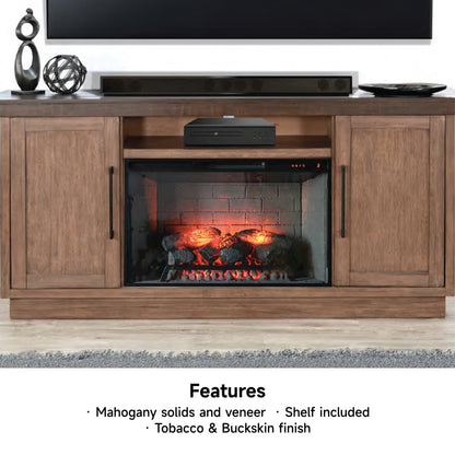 3673TB TV Stand /TV console w/33" Fireplace Option Brown (78-Inch, optional 33''Fireplace, 3648&3666-FPI)