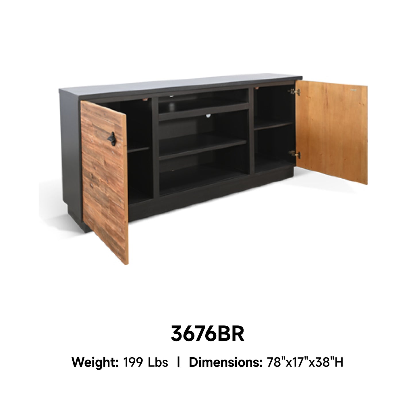 3676BR  TV Stand /TV console w/33" Fireplace Option Brown (78-Inch, optional 33''Fireplace, 3648&3666-FPI)