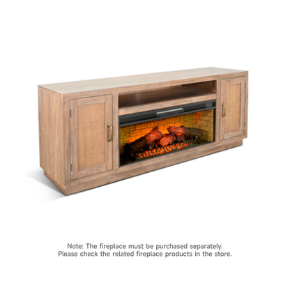 3679OG Media Cabinet w/ 42" Fireplace Option TV Console/TV Stand Light tan  (76-Inch，optional Electric Fireplace,3658c&3658w-fpi)