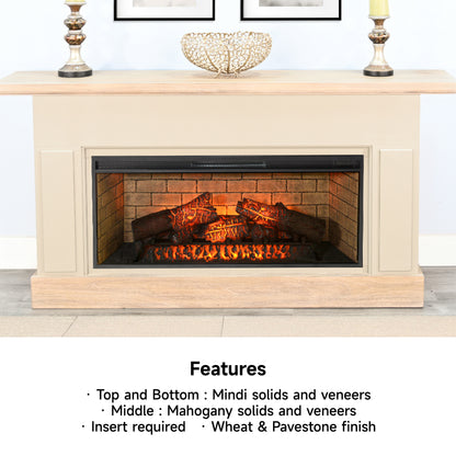 3684WP Media Cabinet w/ 42" Fireplace Option TV Console/TV Stand White(72-Inch，optional Electric Fireplace,3658c&3658w-fpi)