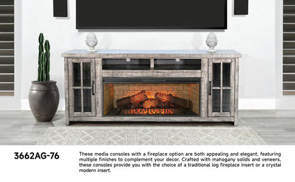 3662AG-76 Media Cabinet w/ 42" Fireplace Option TV Console/TV Stand Multi Color(76-Inch，optional Electric Fireplace,3658c&3658w-fpi)