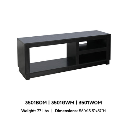 3501BOM Media Console Rustic TV Stand Black (56-inch, Not Contain Fireplace, W/28'' Fireplace Option 2001B-28W&C)