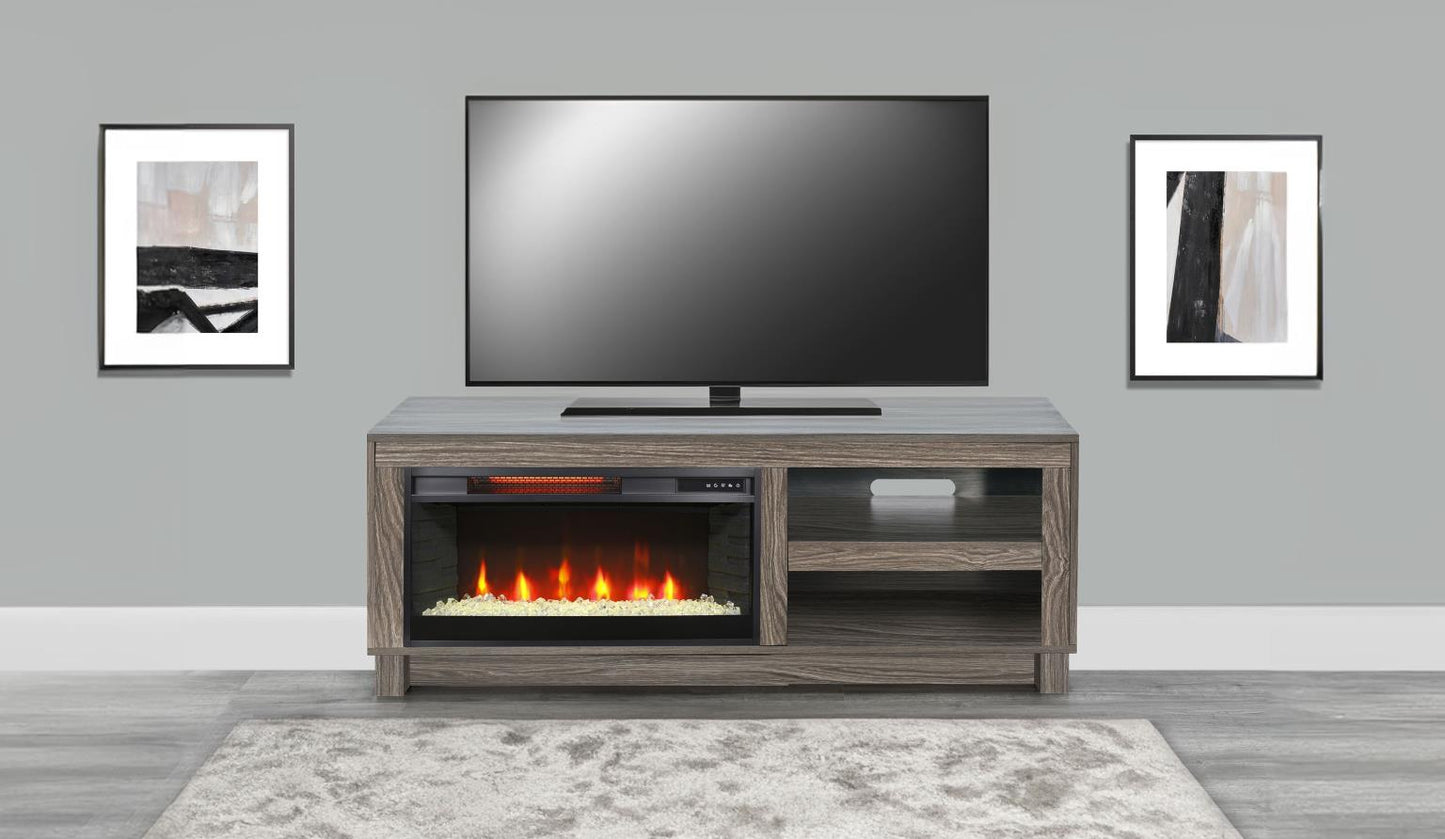 3501GWM Media Console Rustic TV Stand Gary/Brown  (56-inch, Not Contain Fireplace, W/28'' Fireplace Option 2001B-28W&C)