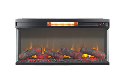 36''Panoramic Electric Fireplace Insert, with 3-Side Glass & Multi-Color Flame, w/Remote Control, Thermostat, Timer, 1500w