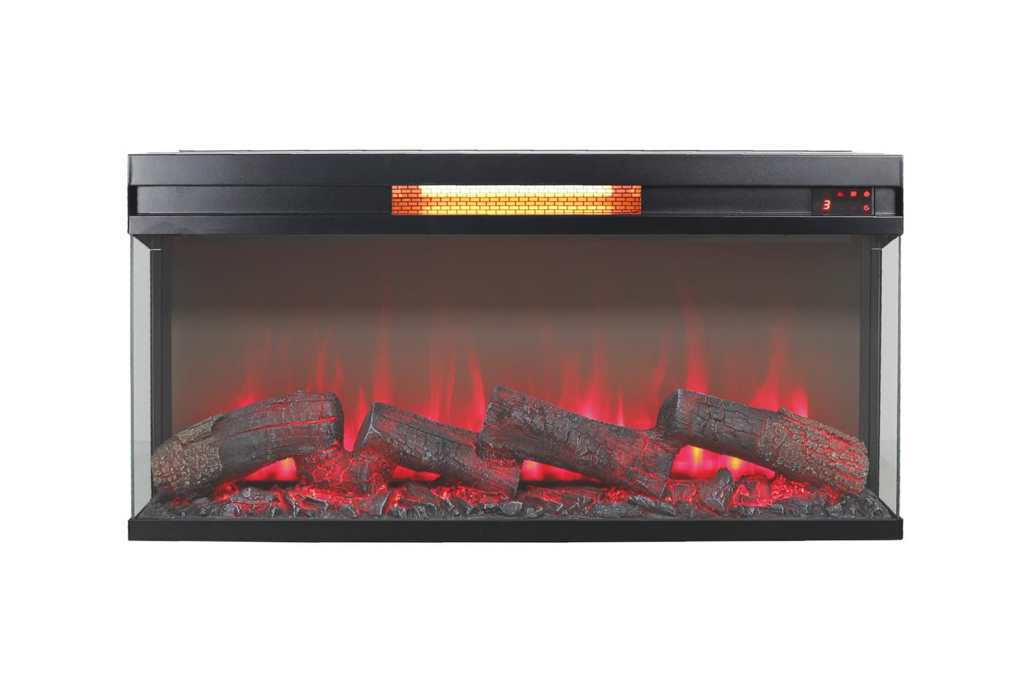 36''Panoramic Electric Fireplace Insert, with 3-Side Glass & Multi-Color Flame, w/Remote Control, Thermostat, Timer, 1500w