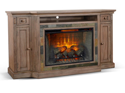 3650BU TV Stand /TV console with Storage Cabinets, Rustic Oak Finish(72-Inch, optional  33''Fireplace, 3648&3666-FPI)