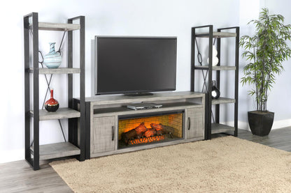 3652AG-78 Media Cabinet w/ Pier & 42" Fireplace Option TV Console/TV Stand Multi Color(78-Inch，optional Electric Fireplace,3658c&3658w-fpi)