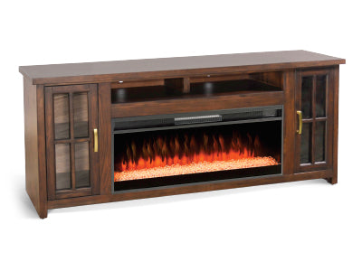 3662CB-76 Media Cabinet w/ 42" Fireplace Option TV Console/TV Stand Brown (76-Inch，optional Electric Fireplace,3658c&3658w-fpi)