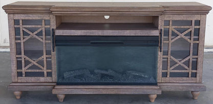 3687DR Media Console Rustic TV Stand Beige  (72-inch, optional Fireplace ,for 36''fireplace option 2001B-36P )