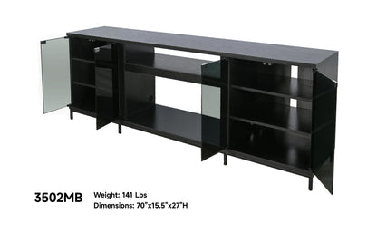 3502BOM Media Console Rustic TV Stand Black (70-inch, Not Contain Fireplace, W/28'' Fireplace Option 2001B-28W&C)