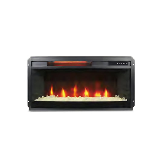 28" Crystal Fireplace Insert，Black,16-Color Flame, w/Remote Control, Thermostat, Timer, 1500w 2001B-28C