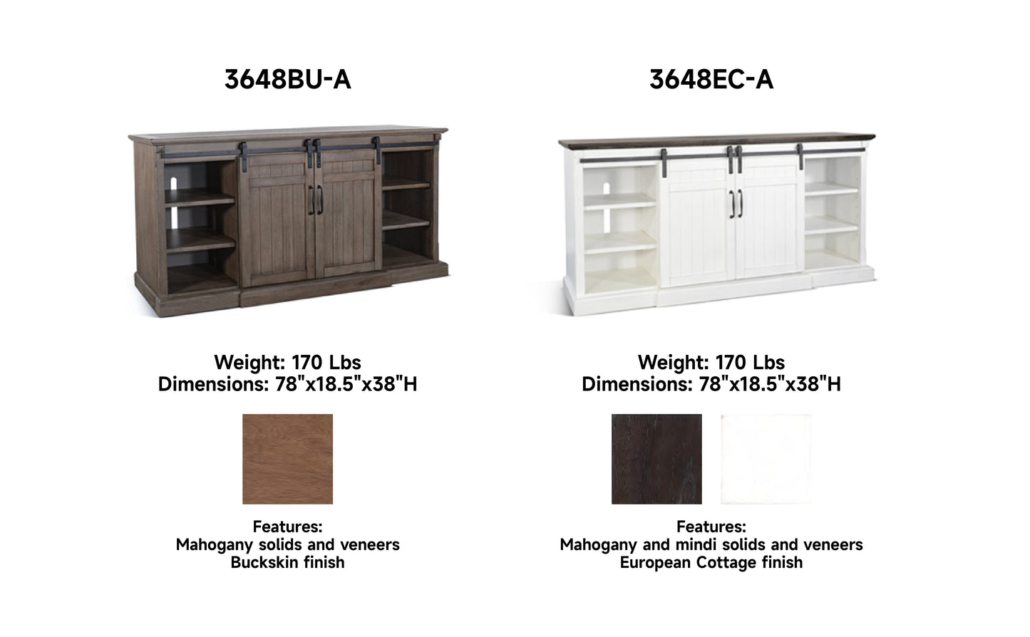 3648EC TV Stand /TV console w/33" Fireplace Option  White (78-Inch, optional  33''Fireplace, 3666-FPI)