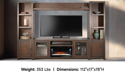 3573TL-72F Media Console Rustic TV Stand Brown  (112-inch, Not Contain Fireplace, W/28'' Fireplace Option 2001B-28W&C)