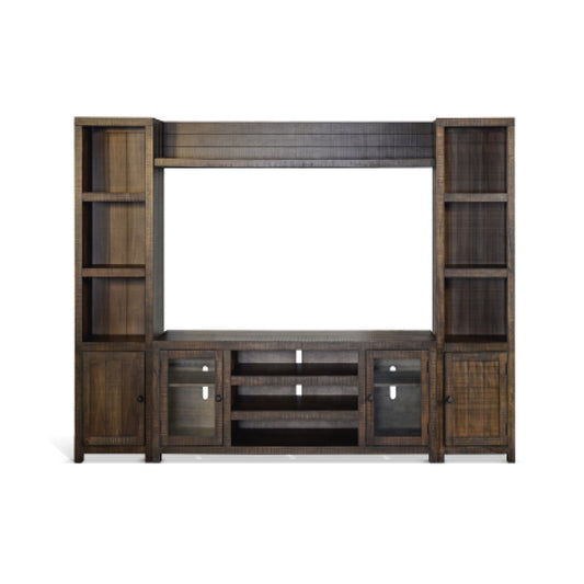 3573TL-72F Media Console Rustic TV Stand Brown  (112-inch, Not Contain Fireplace, W/28'' Fireplace Option 2001B-28W&C)