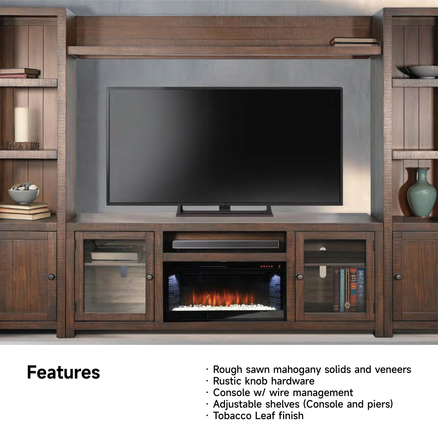 3644LW-64 TV Console/TV Stand and Pier/Left & Right Beige(110-Inch，optional Electric Fireplace,2001B-28c&2001B-28w)