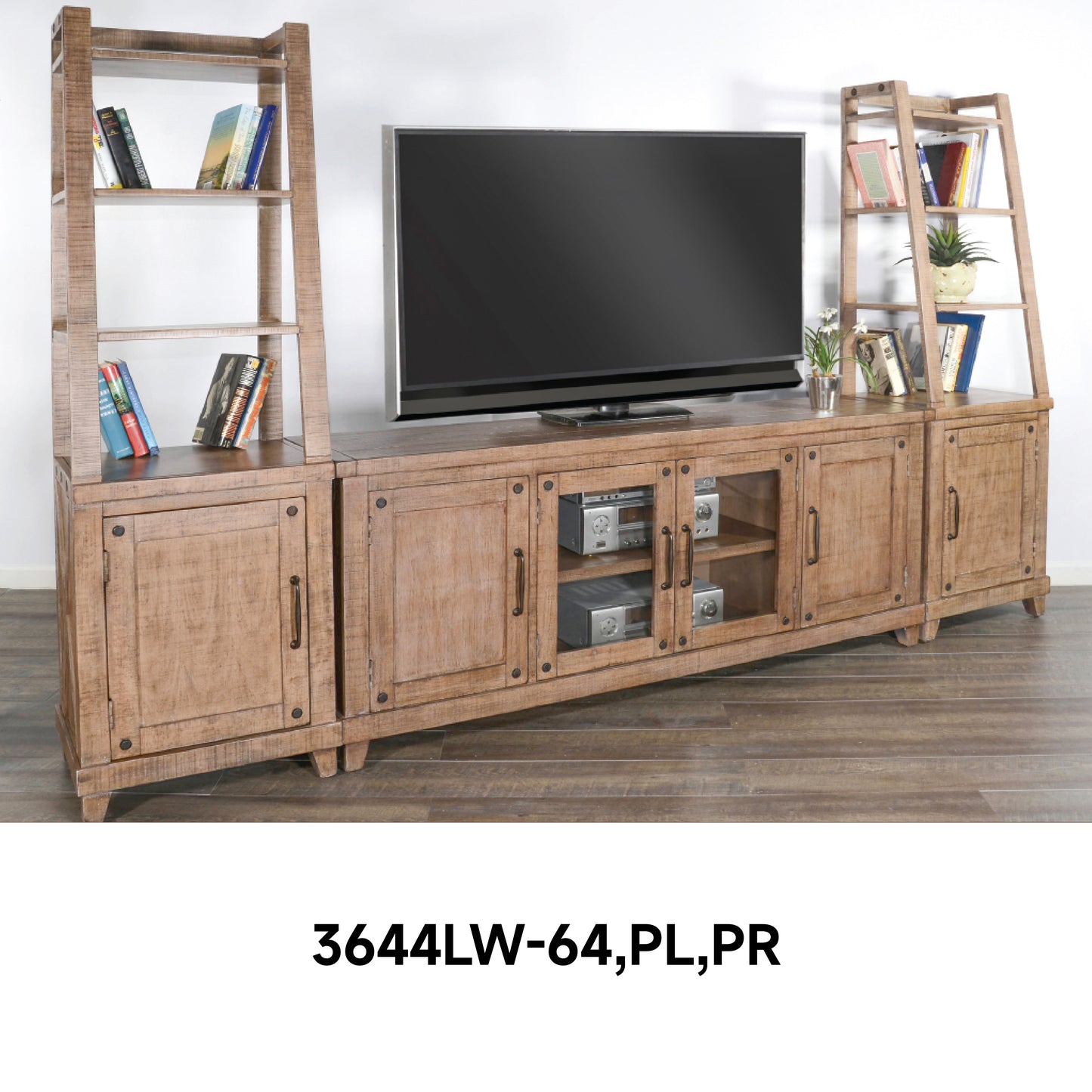 3644LW-64 TV Console/TV Stand and Pier/Left & Right Beige(110-Inch，optional Electric Fireplace,2001B-28c&2001B-28w)