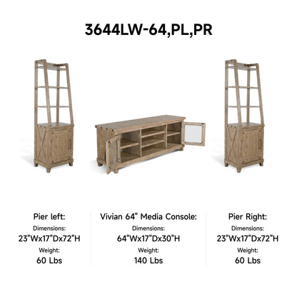 3644LW-64 TV Console/TV Stand and Pier/Left & Right Beige(110-Inch，optional Electric Fireplace,2001B-28c&2001B-28w)