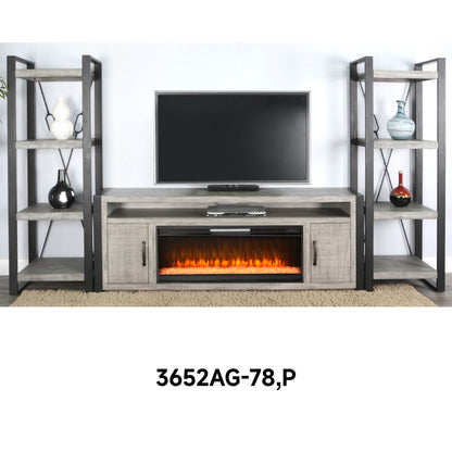 3652AG-78 Media Cabinet w/ Pier & 42" Fireplace Option TV Console/TV Stand Multi Color(78-Inch，optional Electric Fireplace,3658c&3658w-fpi)