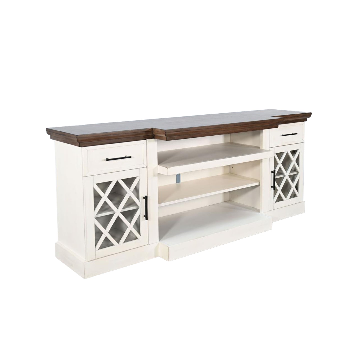 3512MB Media Console Rustic TV Stand White (78-inch, optional Fireplace ,for 36''fireplace option 2001B-36P )