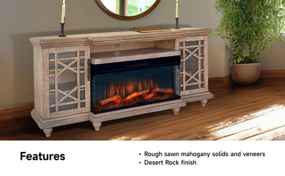 3687DR Media Console Rustic TV Stand Beige  (72-inch, optional Fireplace ,for 36''fireplace option 2001B-36P )