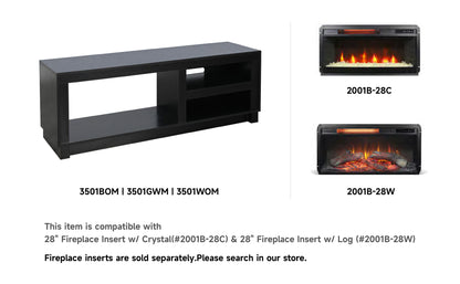 3501BOM Media Console Rustic TV Stand Black (56-inch, Not Contain Fireplace, W/28'' Fireplace Option 2001B-28W&C)