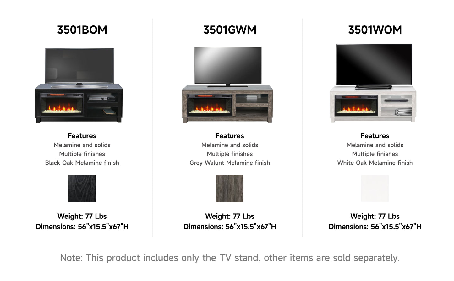 3501GWM Media Console Rustic TV Stand Gary/Brown  (56-inch, Not Contain Fireplace, W/28'' Fireplace Option 2001B-28W&C)