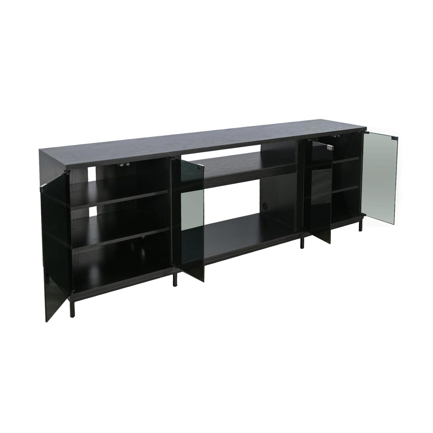 3502BOM Media Console Rustic TV Stand Black (70-inch, Not Contain Fireplace, W/28'' Fireplace Option 2001B-28W&C)