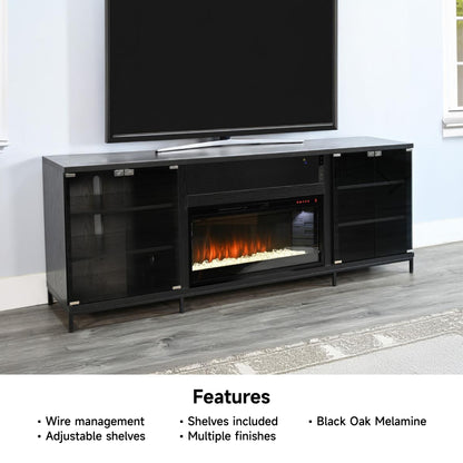 3502BOM Media Console Rustic TV Stand Black (70-inch, Not Contain Fireplace, W/28'' Fireplace Option 2001B-28W&C)