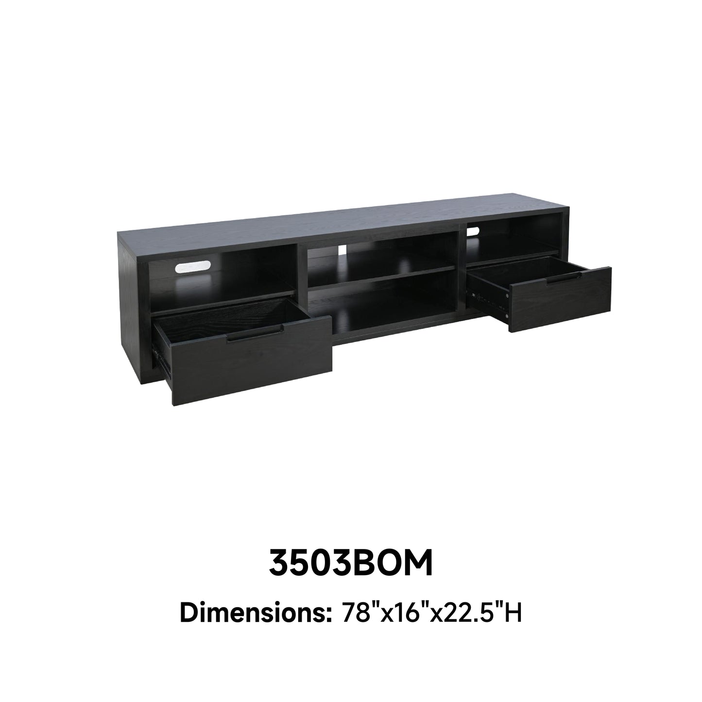 3503BOM Media Console Rustic TV Stand Black (70-inch, Not Contain Fireplace, W/28'' Fireplace Option 2001B-28W&C)