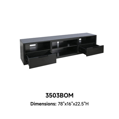 3503BOM Media Console Rustic TV Stand Black (70-inch, Not Contain Fireplace, W/28'' Fireplace Option 2001B-28W&C)